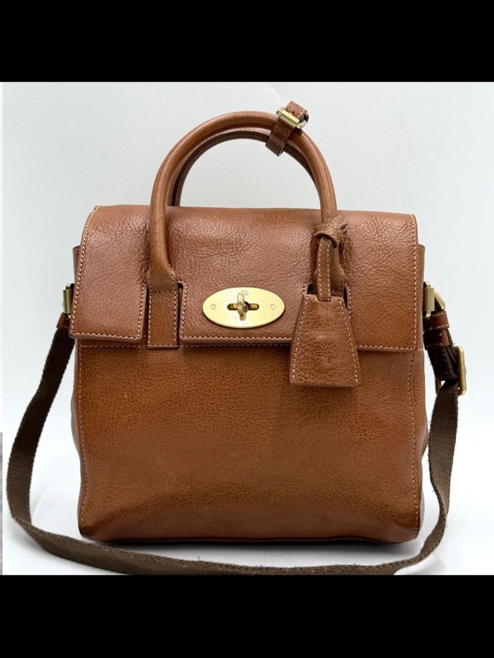 Mulberry Tan Leather Bayswater-Style Messenger with Gold Hardware